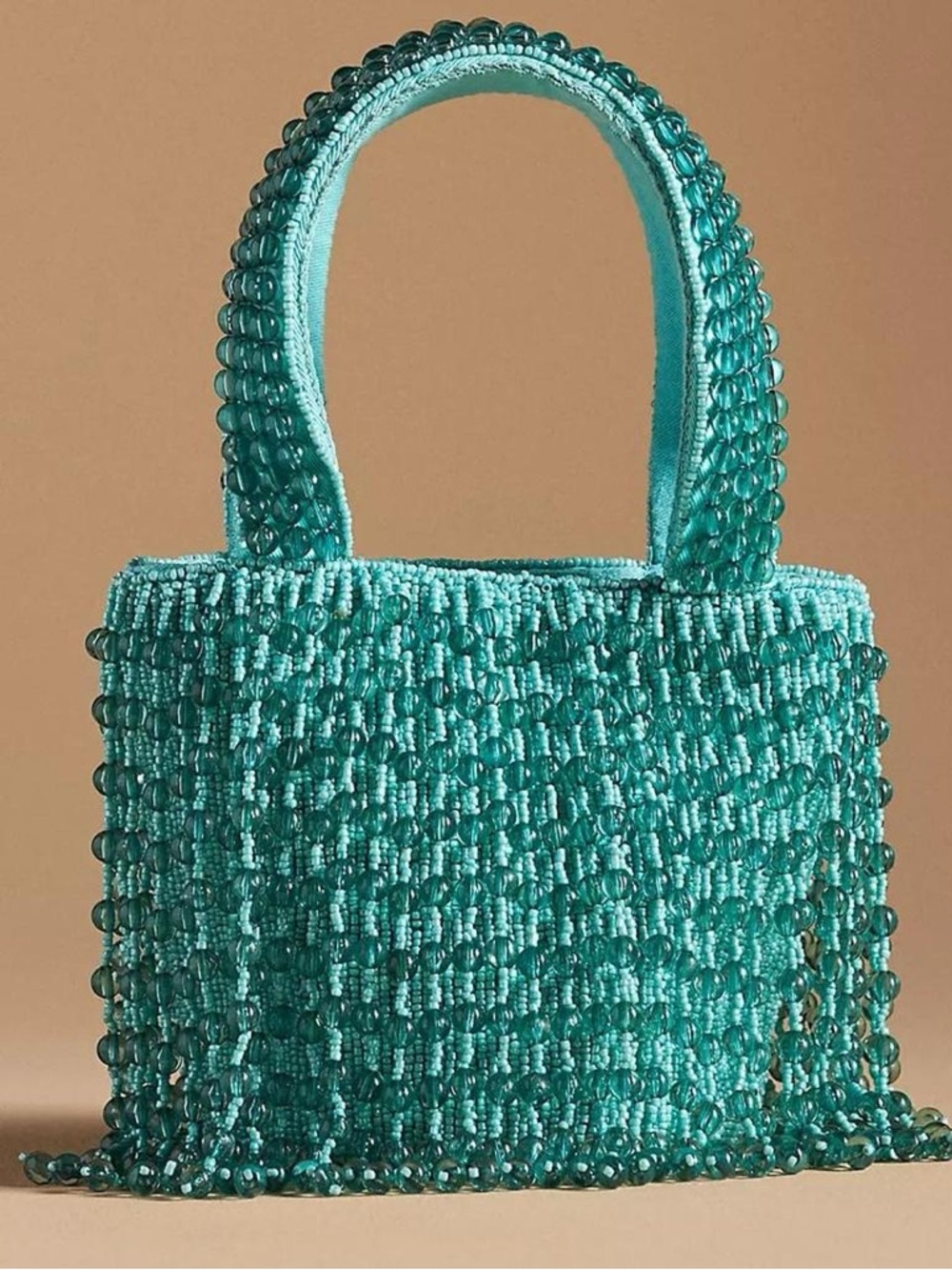 Anthropologie Turquoise Beaded Bucket Bag